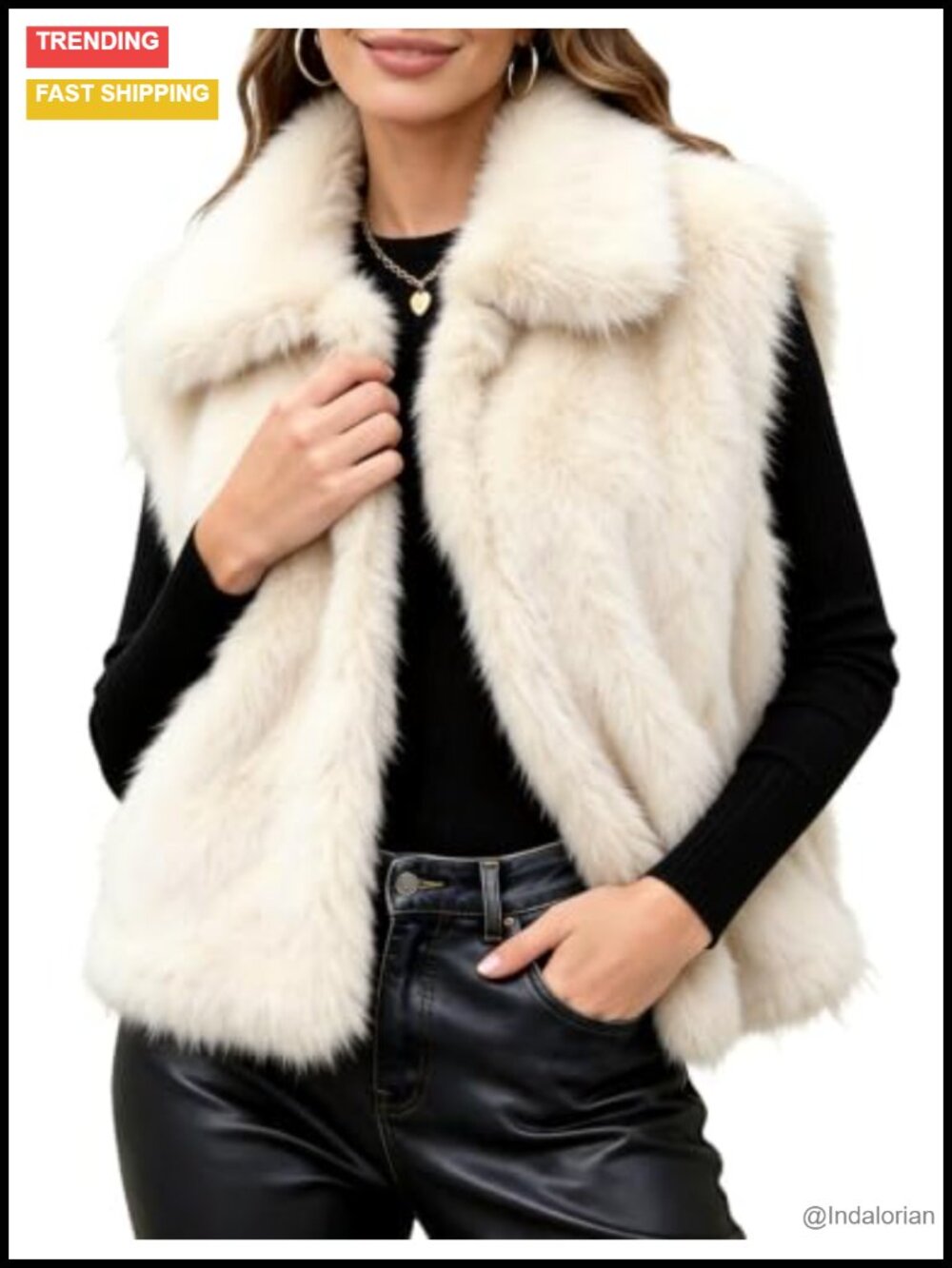 Womens Faux Fur Vest Sleeveless Cropped Fluffy Warm Jacket Coat